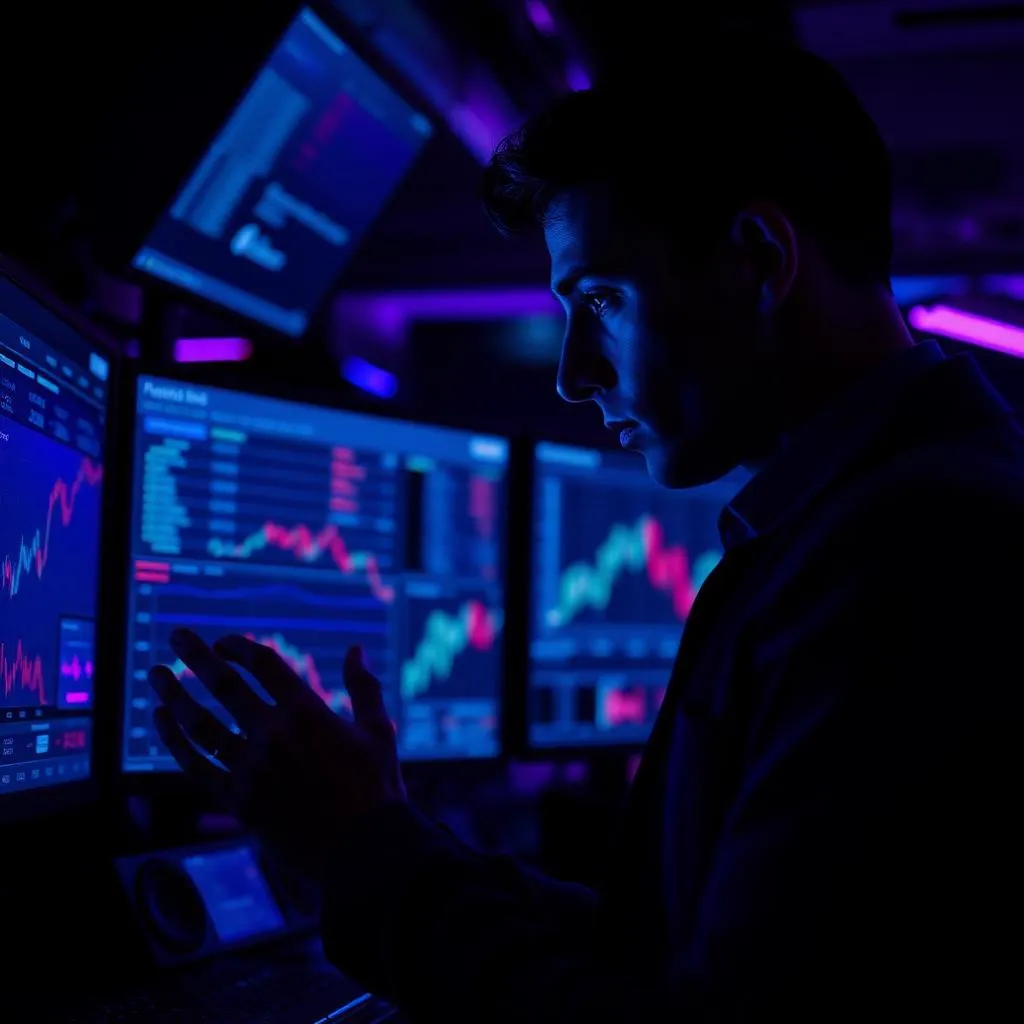 Finance professional at trading dashboards