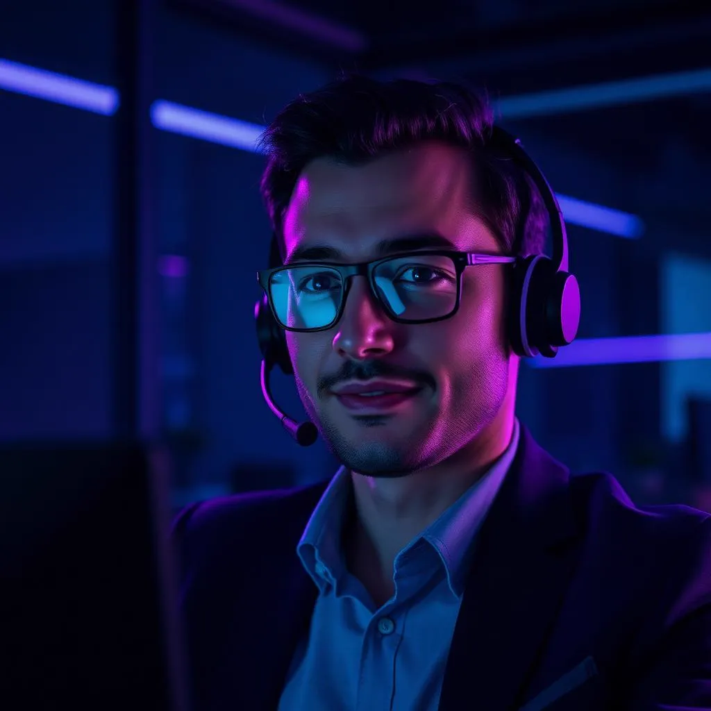 Sales professional on a video call